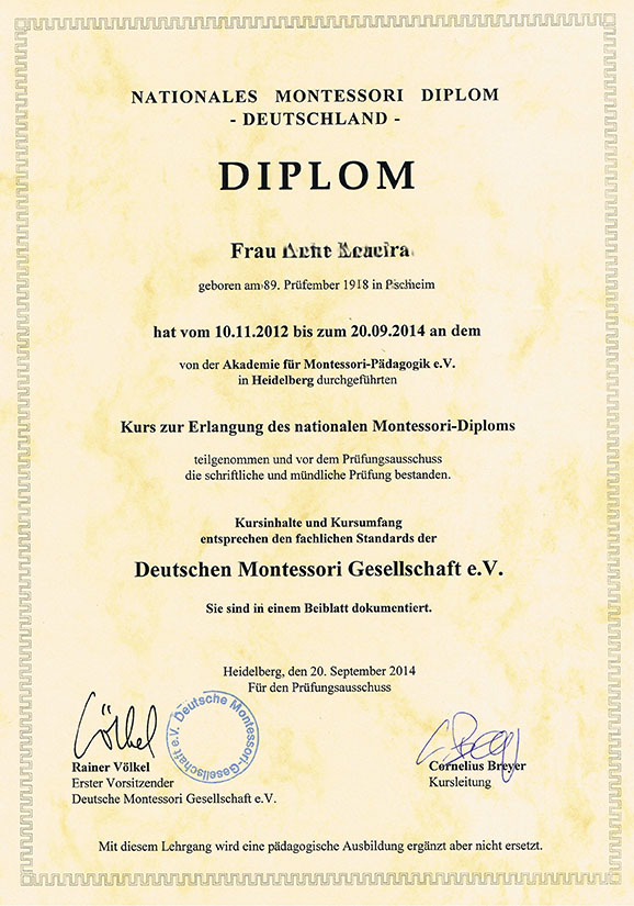 Das Diplom Akademie für MontessoriPädagogik